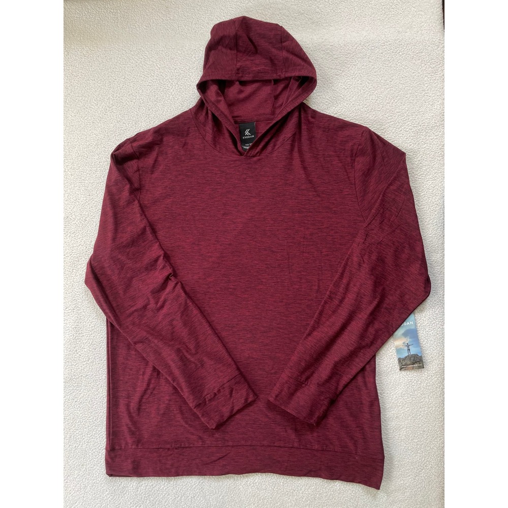 Kyodan Mens Extra Large Active Hoodie Burgundy 4-Way Stretch Moisture Wicking